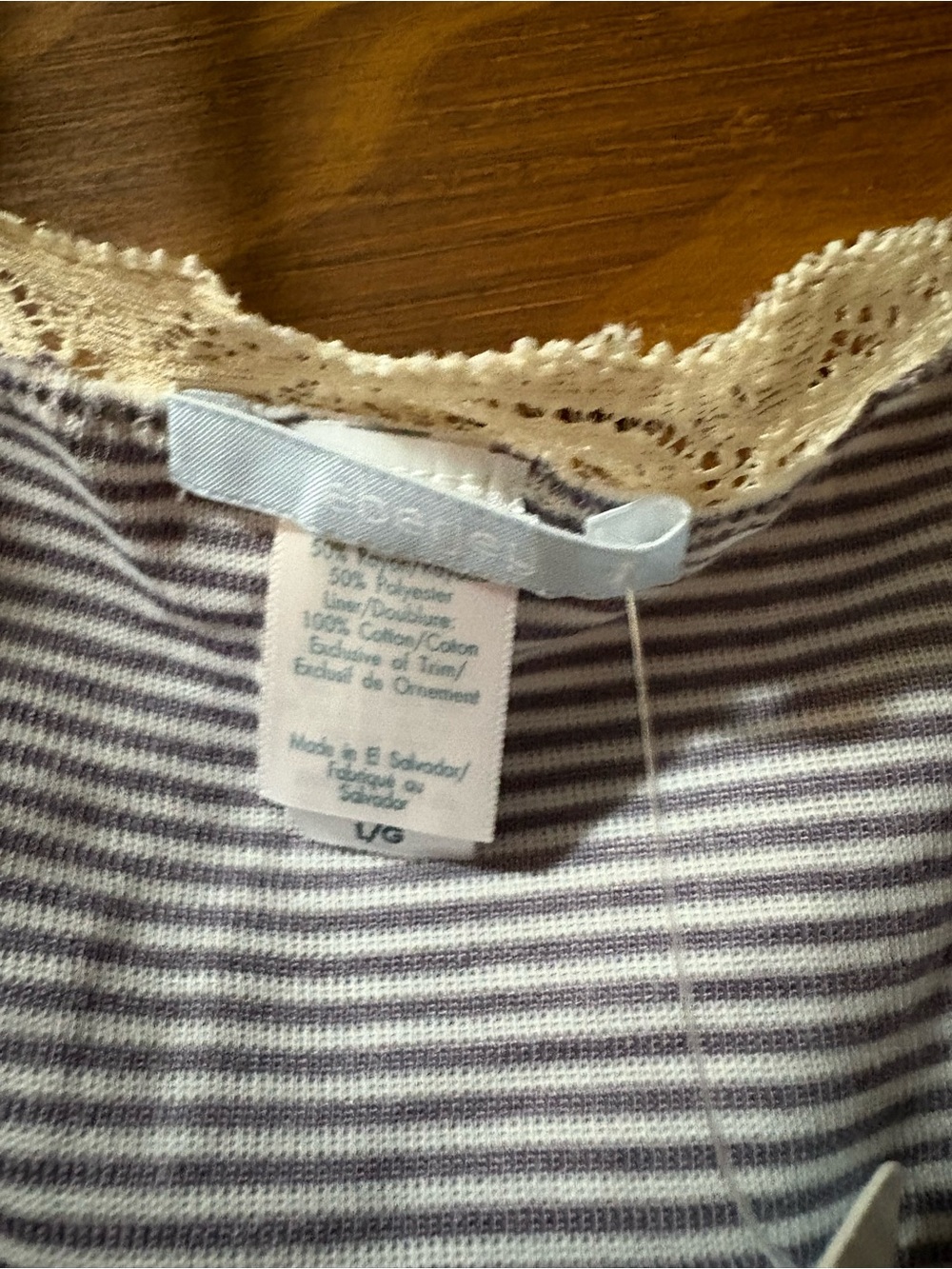 Eberjey Gray & Cream Striped Lace-Trim Chemise - Picture 2 of 3